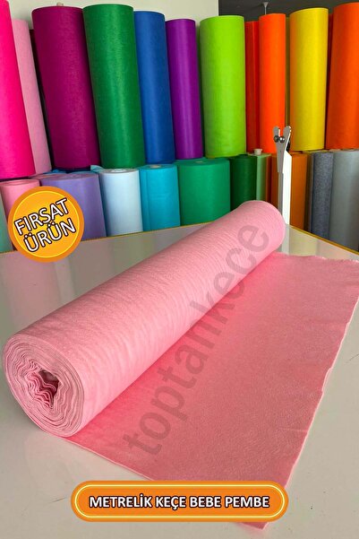 garaccu Metrelik Ince Yumuşak Keçe Kumaş 1 Mm Bebe Pembe - 1 Metre (100X100 C...