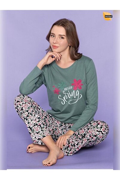 Over Sleep by Poleren Ženska pidžama sa dugim rukavima i O-izrezom