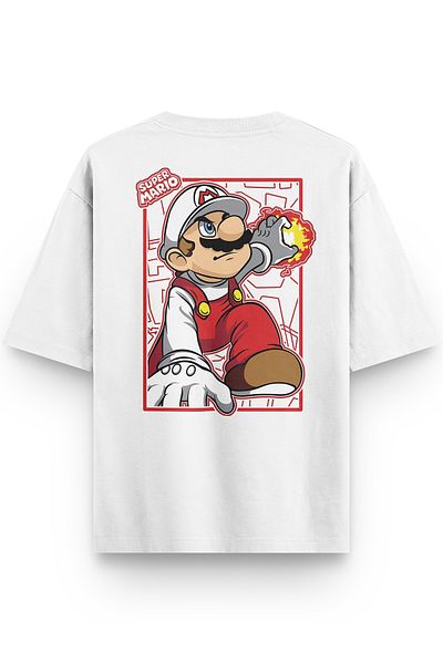 Overoz Μπλουζάκι Super Mario Back Printed Semi Oversize 1141