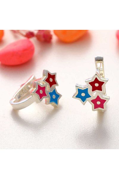 Skygo Silver Color Three Star Children's Earrings