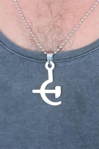 Skygo Silver Color Metal Men's Necklace with Sickle and Axe Figure - Tj-Erk365