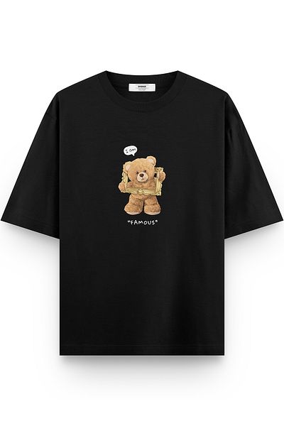 Overoz Teddy Bear I'm Famous εμπριμέ ημι-oversize μπλουζάκι