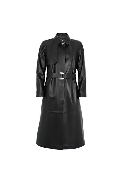 Desa Laira Siyah Kadın Deri Trençkot