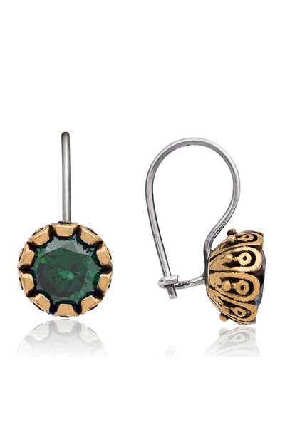 Skygo Silver Green Round Authentic Women's Earrings
