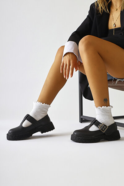 Limoya Kalla Black Thick Sole Buckle Women's Casual Shoes Opportunity Product