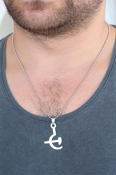 Skygo Silver Color Metal Men's Necklace with Sickle and Axe Figure - Tj-Erk365