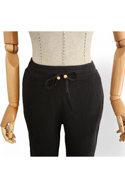 Hedea Black Urla Olive Muslin Trousers