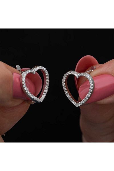 Skygo Silver Women's Earrings with Heart