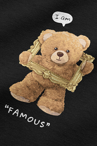 Overoz Teddy Bear I'm Famous εμπριμέ ημι-oversize μπλουζάκι
