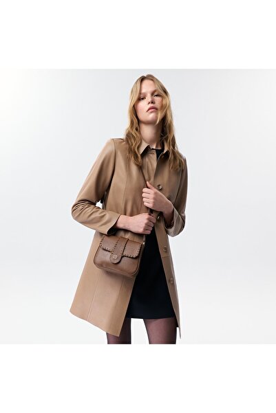Desa Catori Bej Kadın Deri Trençkot