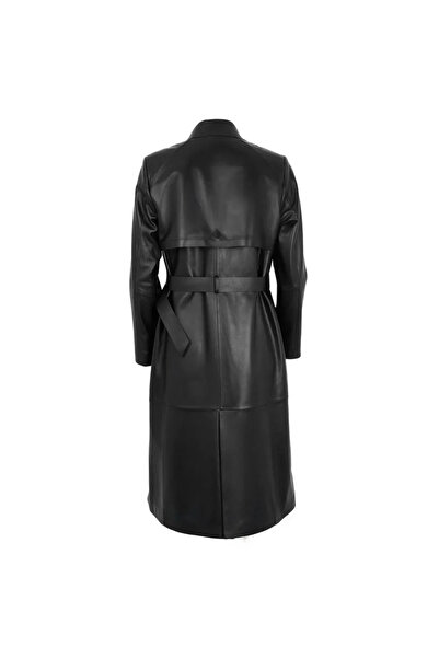 Desa Laira Siyah Kadın Deri Trençkot