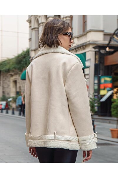 Des'ree Kemer Mynoa Palton de dama Palton de piele intoarsa Palton de piele intoarsa supradimensionat Palton de dama