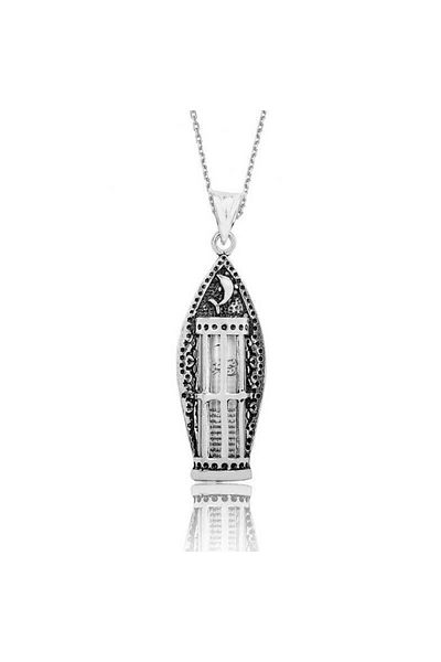 Skygo Silver Necklace with Fish Cevşen - Prayer Design