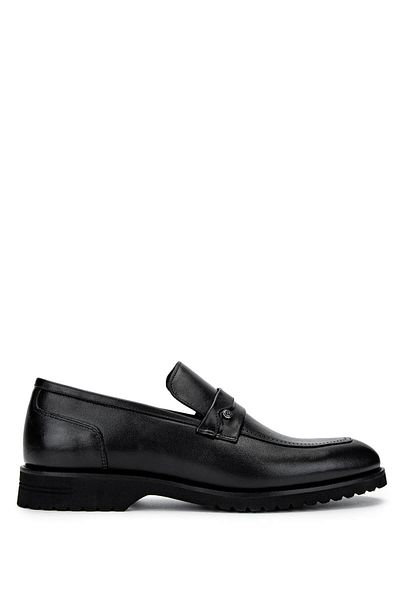 Tamer Tanca Men's Genuine Leather Black Loafer Shoes