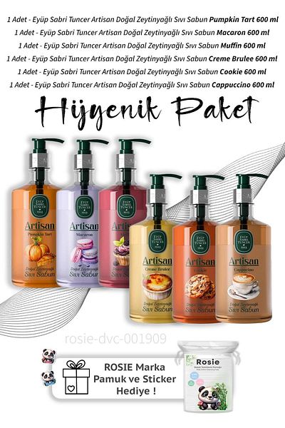 Eyüp Sabri Tuncer Natural Olive Oil Artisan Liquid Soap - Pumpkin Tart, Macaron, Muffin, Creme Brulee, Capp
