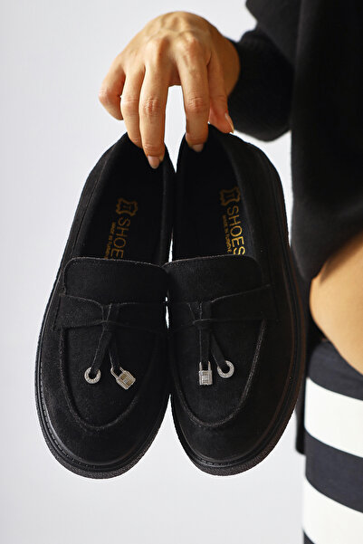 Limoya Francina Black Suede Accessory Tassel Detailed Women's Casual Shoes Opportunity Product