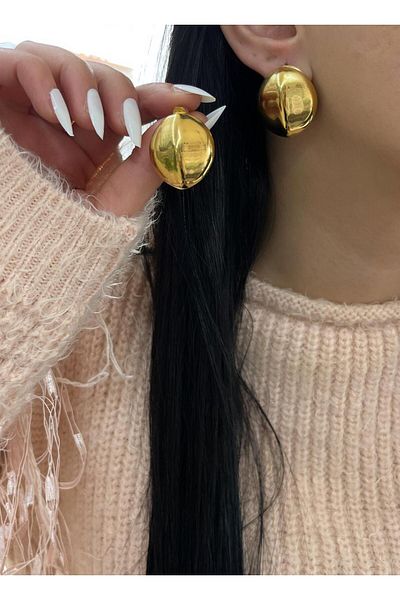 YASİN TOPÇU Steel Gold Earrings