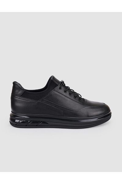 Cabani 100% Genuine Leather Black Lace-Up Men's Casual Shoes