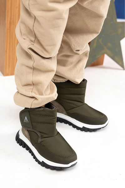 kids A more Μπότες για αγόρια - Gea Khaki με βελούδινη γούνα στο εσωτερικό