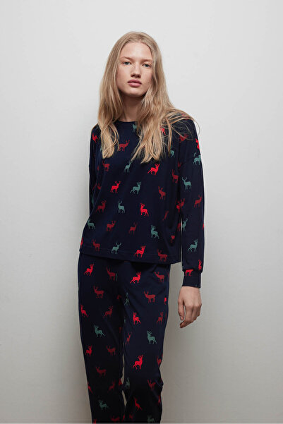 Hays Kadın Pamuklu Belden Bağlamalı Uzun Kollu Pijama Üstü