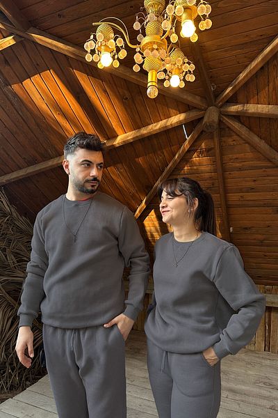 OXVİN Σετ φόρμας Crew Neck Cotton Soft Puff Oversize - Τρεις κλωστές (ΜΟΝΟ ΣΕΤ)