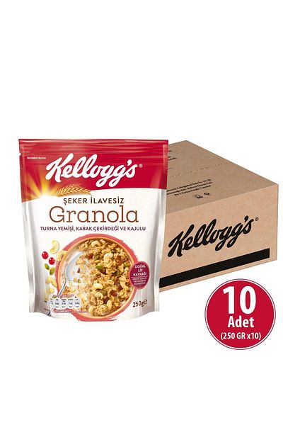 Kellogg's Granola Without Addition - Contains 42% Oats with Crane Nut, Pumpkin Seeds and Cashew 250g X 10 Pieces