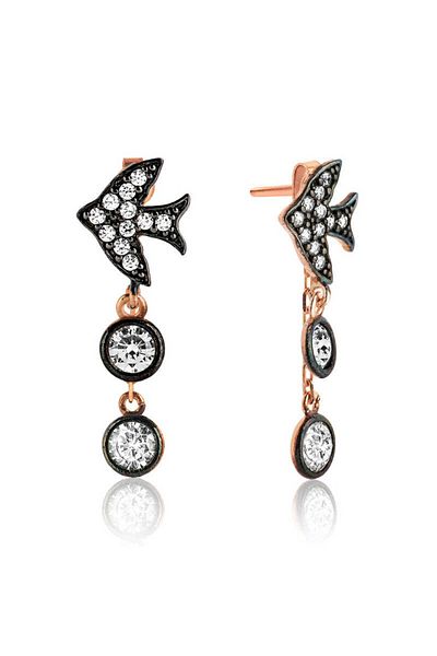 Skygo Silver Chain Swallow Earrings