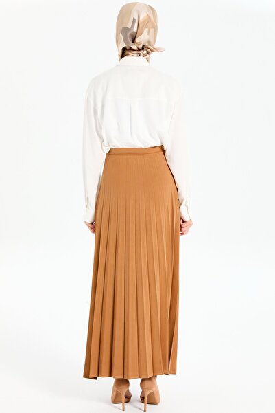 Tuğba Plisoley Etek - Camel