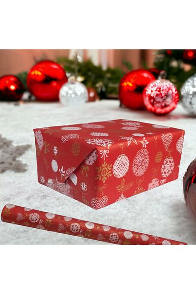 roco paper Red Italian Gift Wrapping Paper - Heart and Ball Pattern, 70X500 cm No:470B