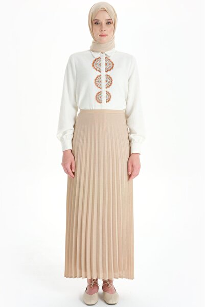 Tuğba Plisoley Etek - Bej