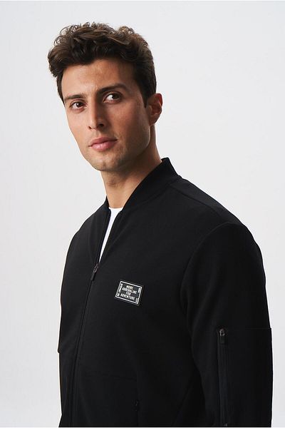 Arma Pulover negru slim fit pentru bărbați, guler de bază pentru colegiu impermeabil K 28324988301