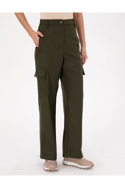 Pierre Cardin Khaki Flare Fit Fabric Trousers 50290400 -Vr027