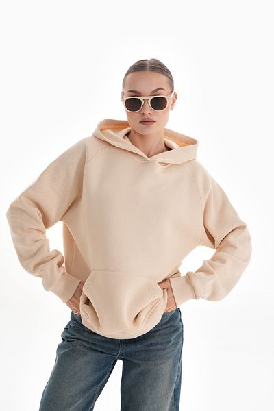 Batı Styling Φούτερ Oversize με κουκούλα
