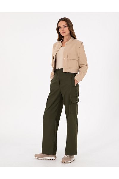Pierre Cardin Khaki Flare Fit Fabric Trousers 50290400 -Vr027