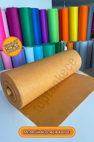 garaccu Metrelik İnce Yumuşak Keçe Kumaş 1 mm Açık Kahverengi - 1 Metre (100 ...