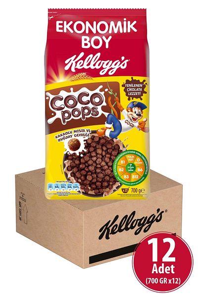 Kellogg's Coco Pops Balls 700 g X 12 Pieces, Contains Fiber, Iron and 7 Vitamins
