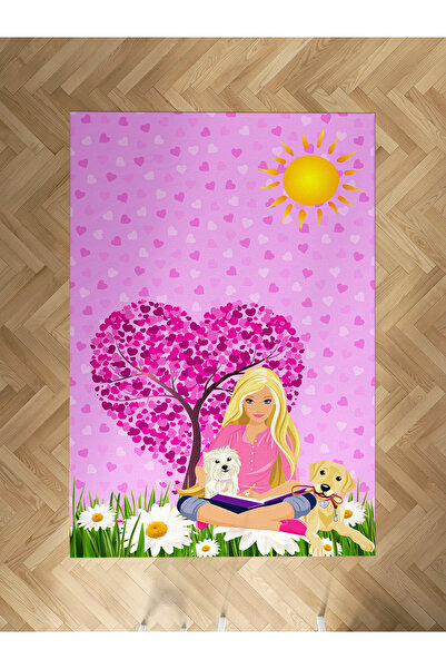Genel Markalar BEBEK VE ÇOCUK ODASI Barbie ve Kalp Desenli Halı BÇH-8301