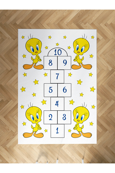 Genel Markalar BEBEK VE ÇOCUK ODASI Seksekli Sarı Yıldız Desenli Halı BÇH-8343