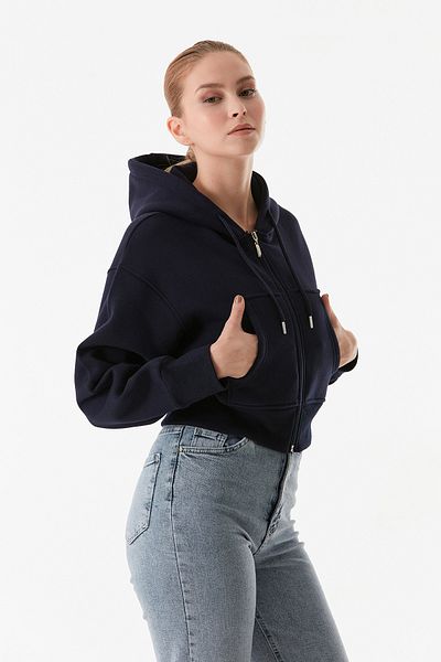 Fulla Moda Основен кратък суичър с качулка от 3 прежди