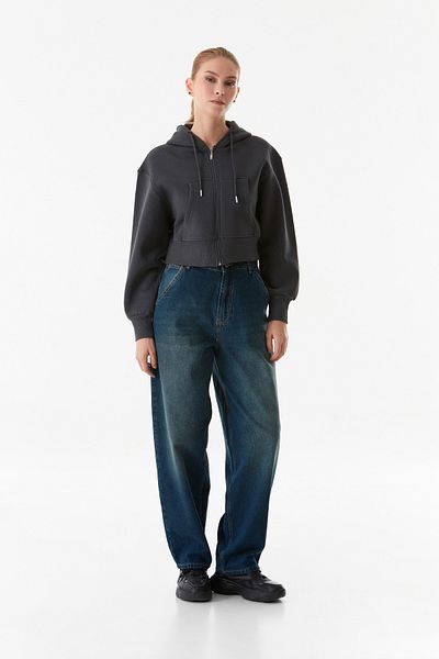 Fulla Moda Φούτερ με 3 νήματα Basic Hooded Crop