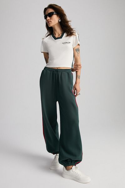 GRIMELANGE Possıble Damen-Jogginghose, bestickt, gestreift, mit Taschen, grün