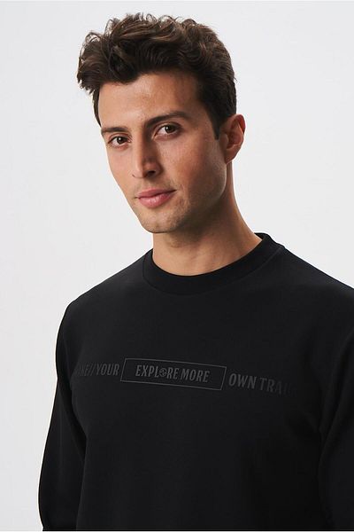 Arma Hanorac negru pentru bărbați, slim fit, din țesătură scuba, interlock, impermeabil, cu guler K 28124988801