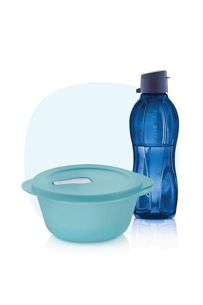 Tupperware Set with Me at Any Moment - Polar Night Eco Bottle 500 ml and Micro Oval Container 775 ml Ocean