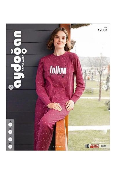 Aydoğan Women's Cotton Long Sleeve Pajamas Set
