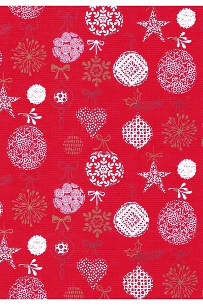 roco paper Red Italian Gift Wrapping Paper - Heart and Ball Pattern, 70X500 cm No:470B