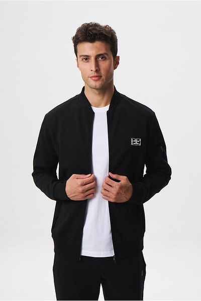 Arma Pulover negru slim fit pentru bărbați, guler de bază pentru colegiu impermeabil K 28324988301