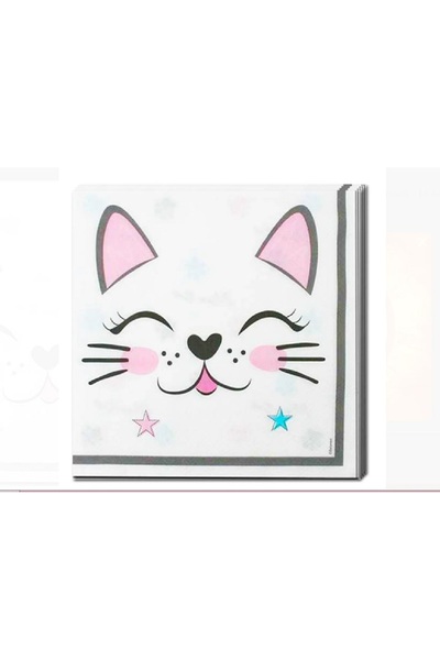 turkuaz parti Σετ 16 χαρτοπετσέτες Miss Cat Cat διπλής στρώσης