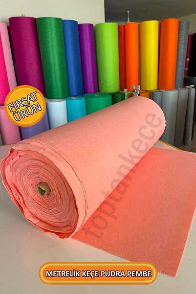 garaccu Metrelik İnce Yumuşak Keçe Kumaş 1 mm Pudra Pembe - 1 Metre (100 cm x...