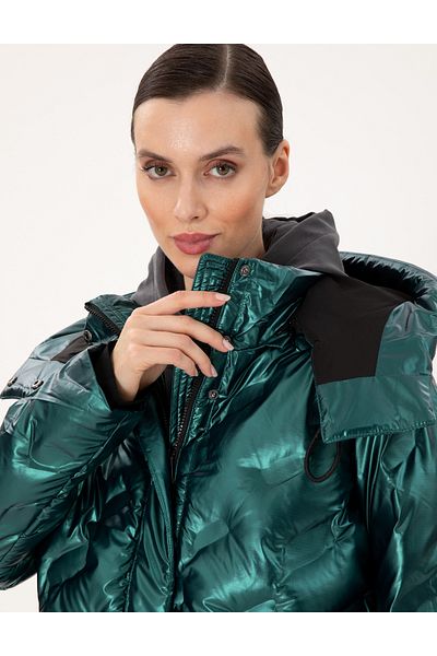 Pierre Cardin Emerald Hooded Shiny Coat 50290344 -Vr055