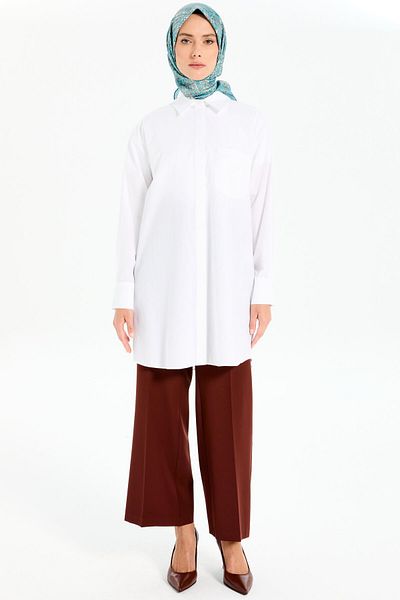 Tuğba Pantaloni culotte cu talie elastică de culoare maro amarui